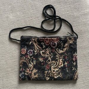 Vintage Tapestry Floral Crossbody Bag | Dark Academia Boho Pouch